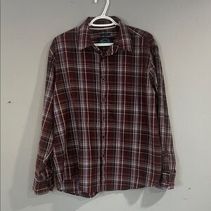 Men's Burgundy Bruno New York Plaid Button-Down Shirt Large